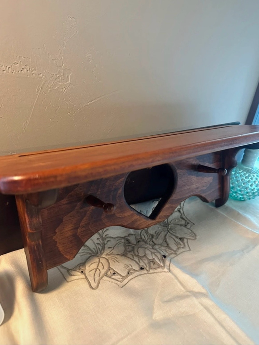 Rustic Heart Shelf in Dark Brown Wood